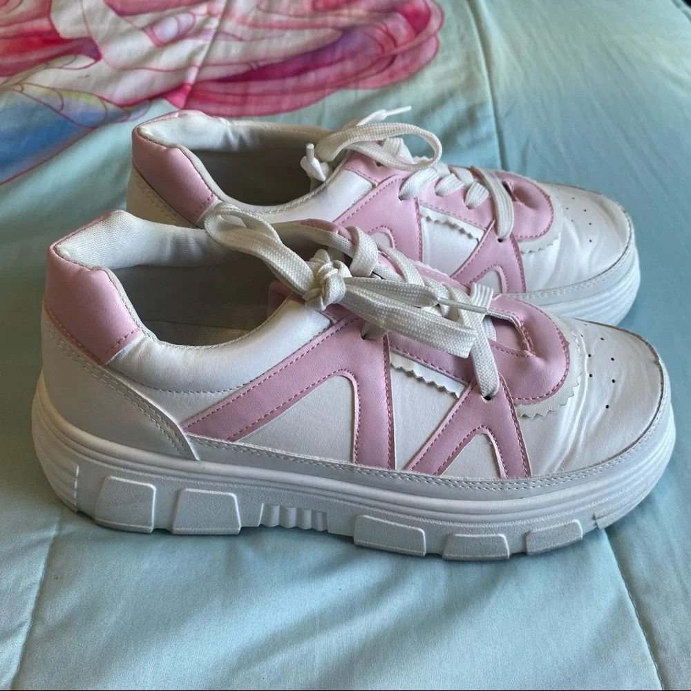 Koi Footwear Kawaii Platform Trainers sneakers pink and white - Picture 3 of 9